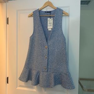 Zara Tweed Textured Pinafore Dress